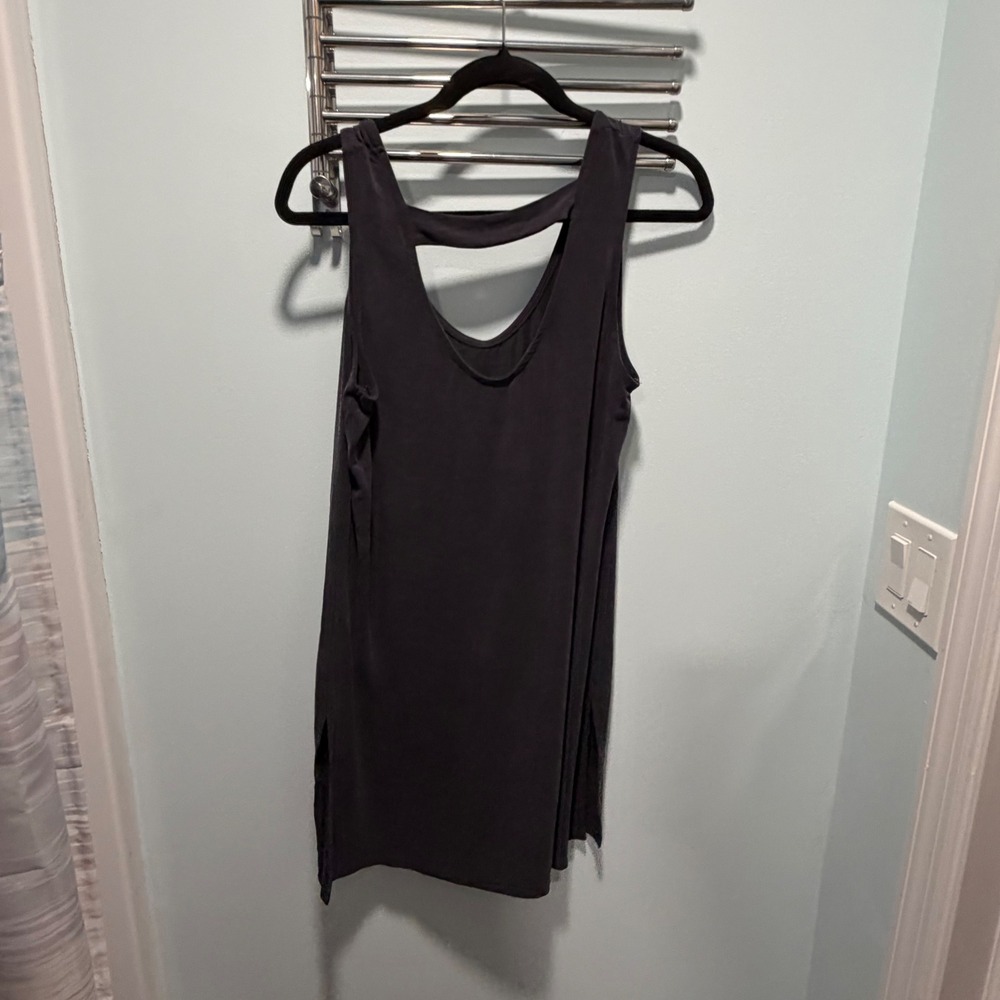 Tu Tank Dress Charcoal Gray Size 12 Minimalist Cut Out Back Casual Summer